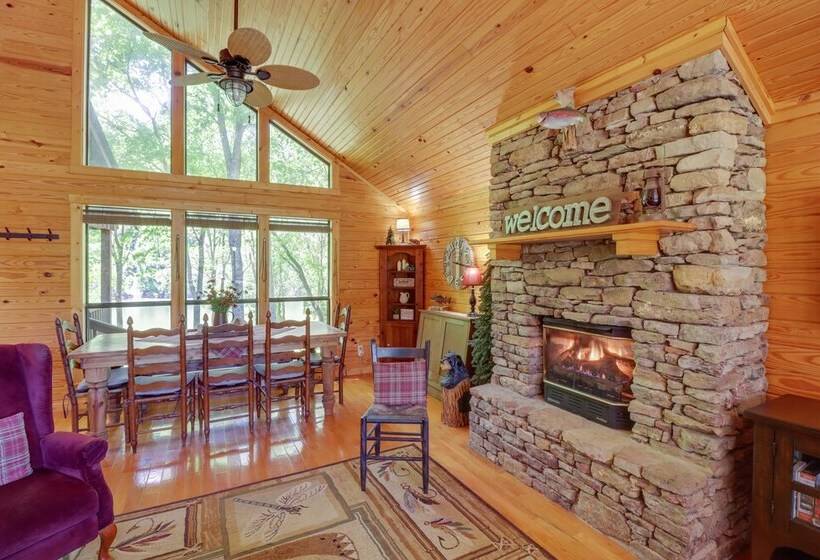 Roomy Riverfront Trout Valley Cabin W/ Porch!