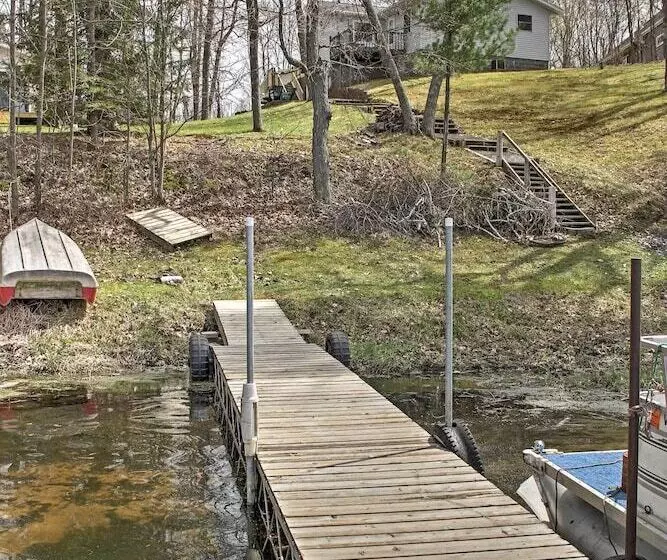 Cozy Balsam Lake Home: Deck, Private Dock + Kayaks