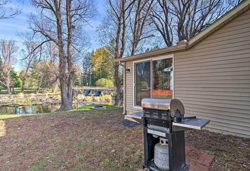 Riverfront Grayling Retreat W/ Fire Pit & Dock!