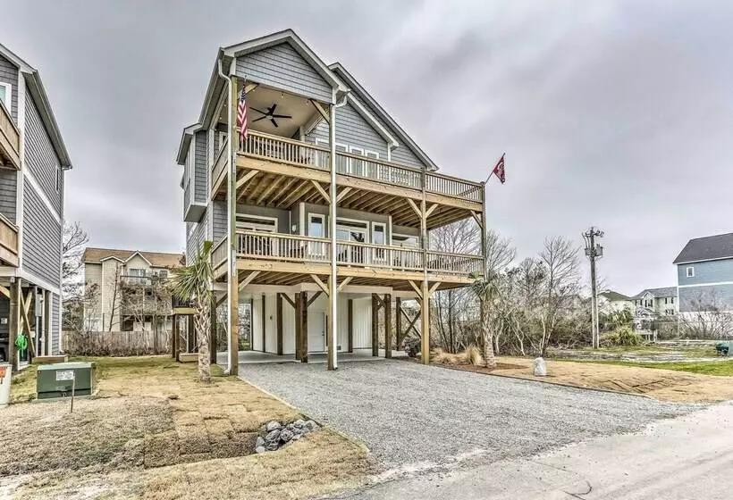 Surf City Home W/ Outdoor Shower: Walk To Beach!