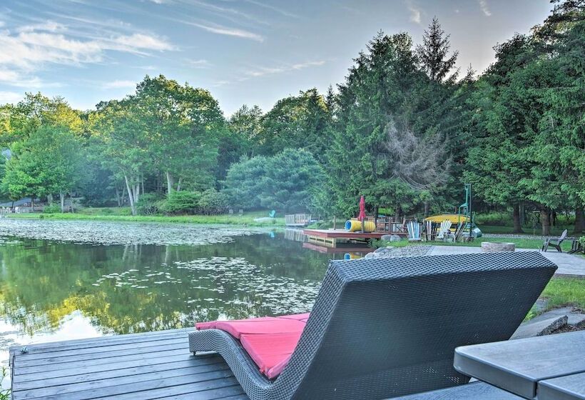 Waterfront Lake Harmony Home W/ Hot Tub & Fire Pit