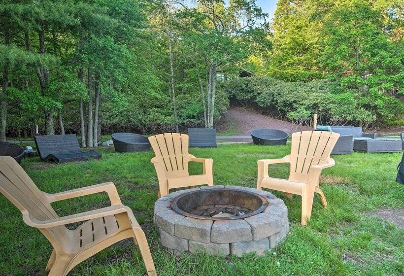 Waterfront Lake Harmony Home W/ Hot Tub & Fire Pit