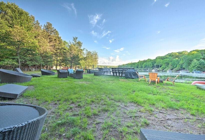 Waterfront Lake Harmony Home W/ Hot Tub & Fire Pit