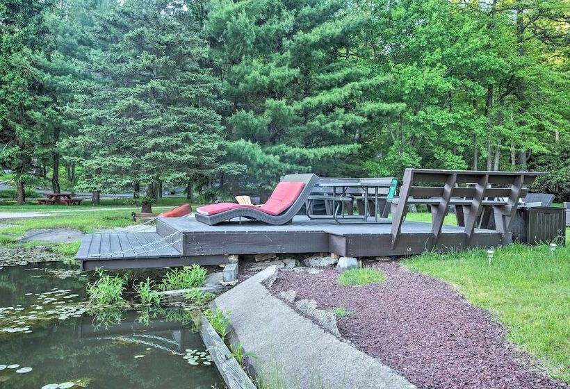 Waterfront Lake Harmony Home W/ Hot Tub & Fire Pit