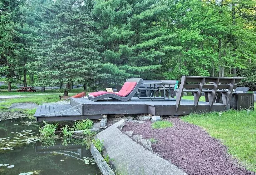 Waterfront Lake Harmony Home W/ Hot Tub & Fire Pit