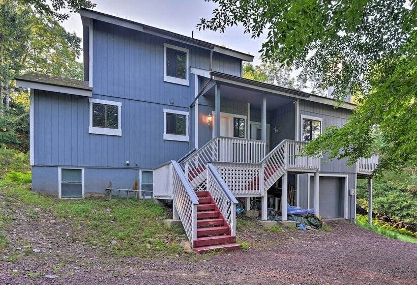 Waterfront Lake Harmony Home W/ Hot Tub & Fire Pit