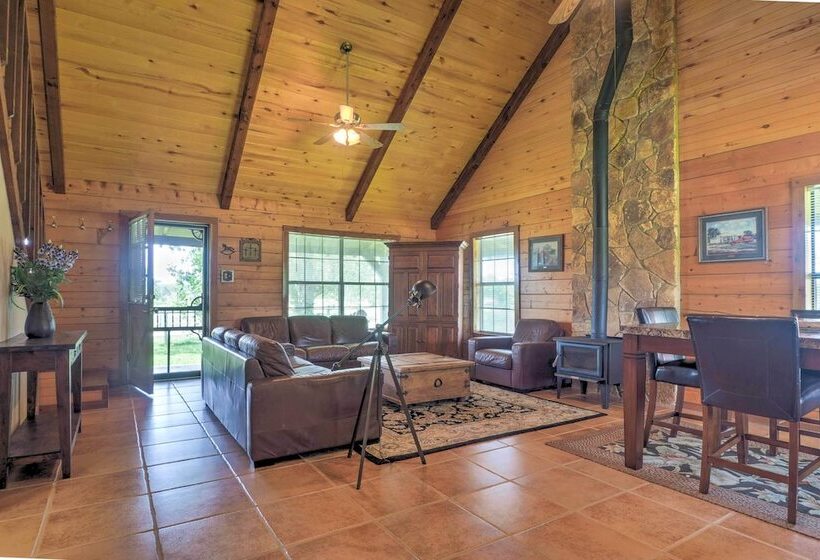 On Farm: Rustic Carmine Log Cabin W/ Porch!