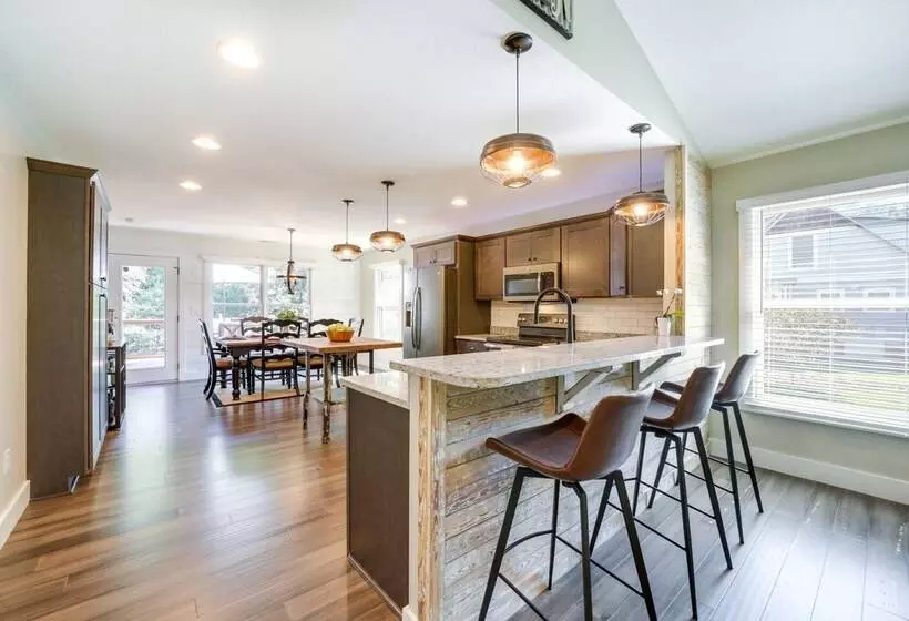 Deck + Mtn Views: Riverfront Cullowhee Home