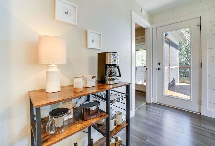 Deck + Mtn Views: Riverfront Cullowhee Home