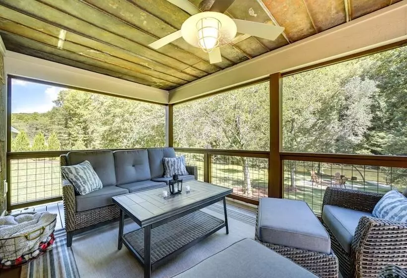 Deck + Mtn Views: Riverfront Cullowhee Home