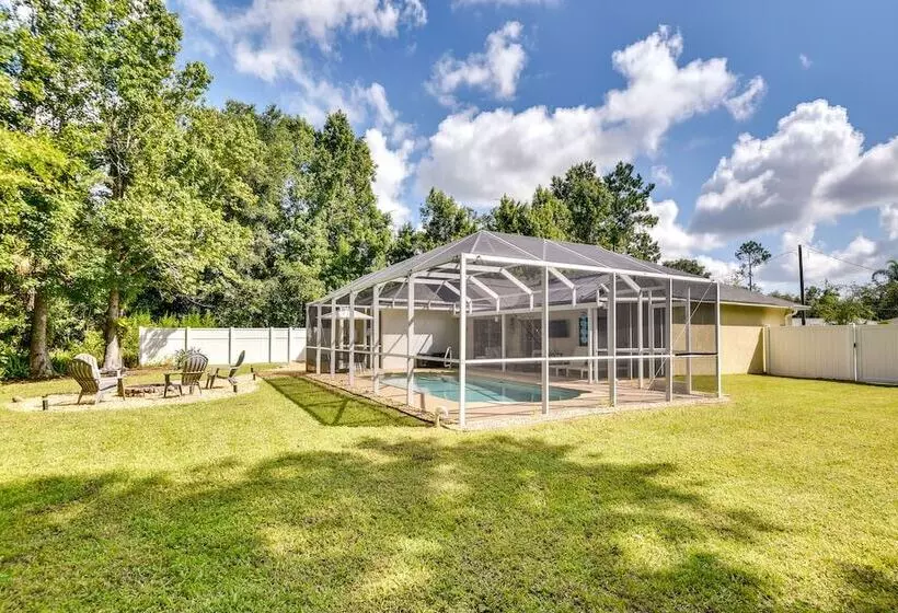 Lanai & Fire Pit: Peaceful Palm Coast Home!