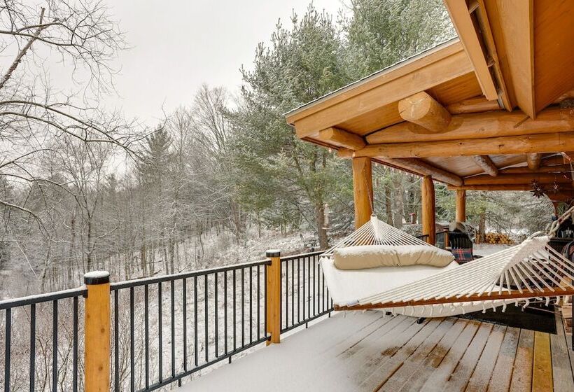 Quiet Thompsonville Log Home: Deck & River Access!