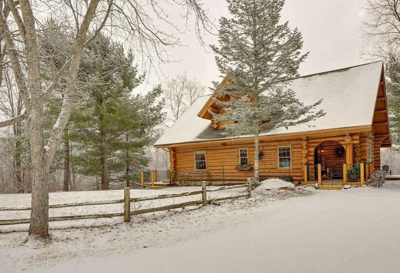 Quiet Thompsonville Log Home: Deck & River Access!