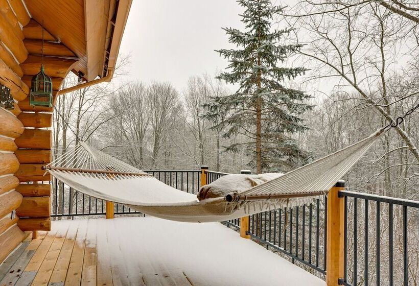 Quiet Thompsonville Log Home: Deck & River Access!