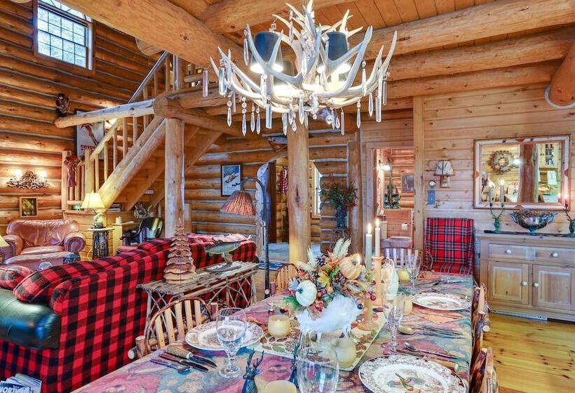 Quiet Thompsonville Log Home: Deck & River Access!