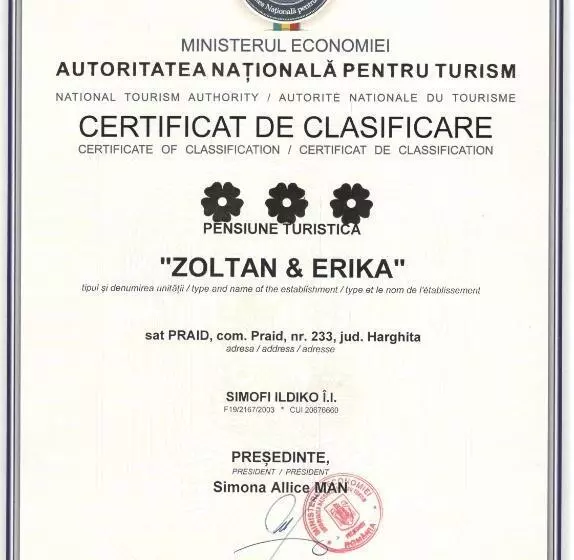 تختخواب و صبحانه Zoltán & Erika Panzió Parajd