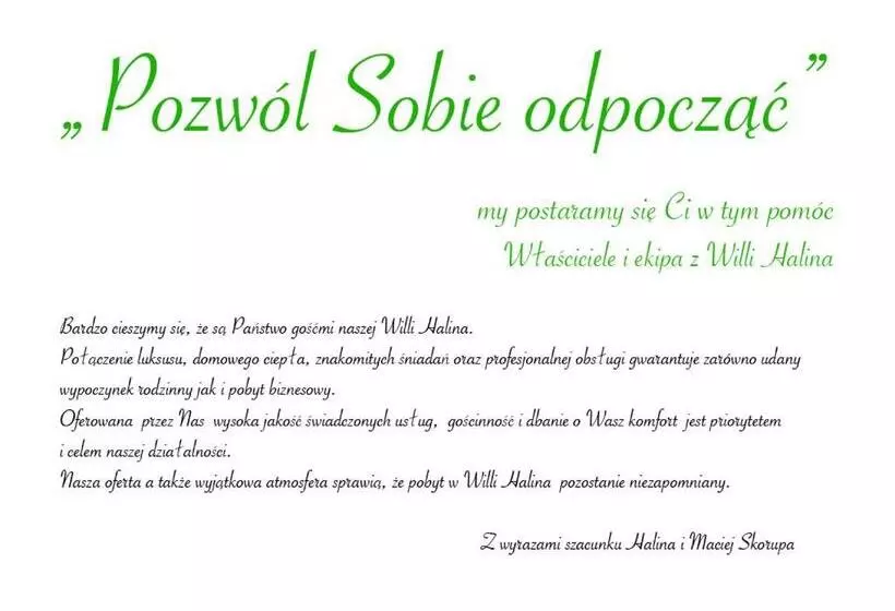 ベッドアンドブレックファースト Willa Halina