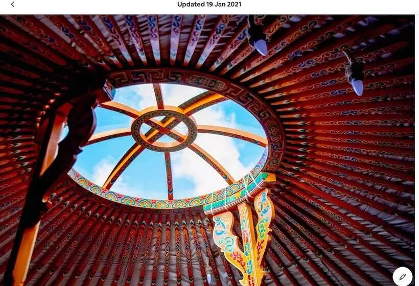 Orange Yurt With Hot Tub  Sleeps 3, Parking & Wifi