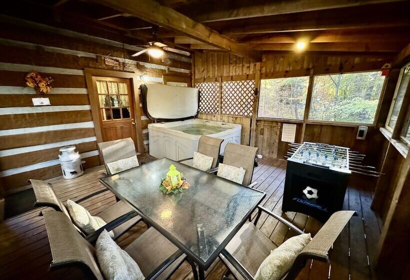 New Song Appalachian Chink Style Cabin Features Foosball And Air Hockey Table By Redawning