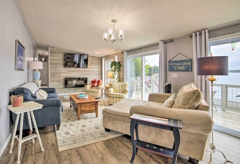 Waterfront Michigan Center Home W/ Boat Dock!