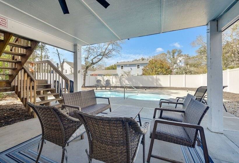 Oak Island Home W/ Pool: Walk To Long Beach!