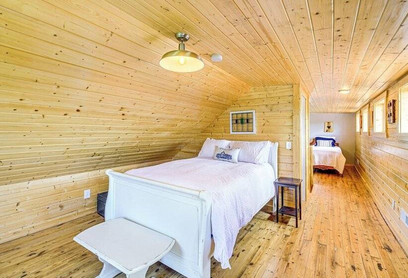 Deck & Scenic View: Historic Cabin In Piney Creek!