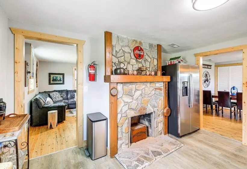 Deck & Scenic View: Historic Cabin In Piney Creek!