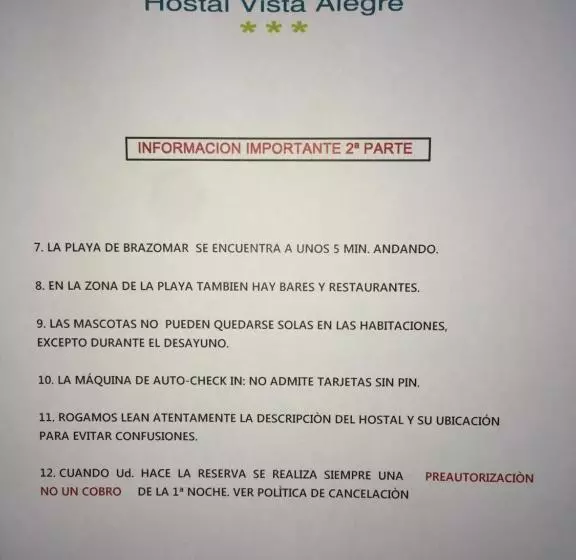 فندق Hostal Vista Alegre
