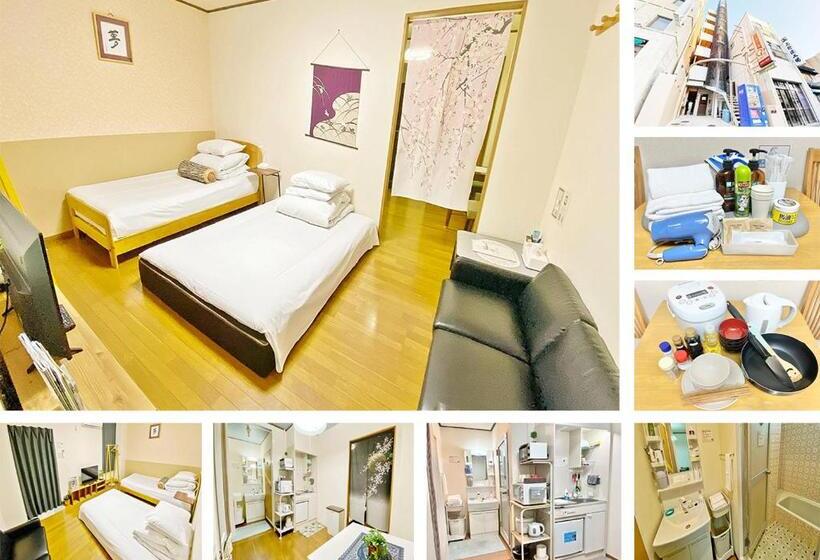 Petithotel017全室ミニキッチン付きファミリルーム 飲食街中心 阿波踊り会館7分 文理 徳島大学 アスティとくしま車8分