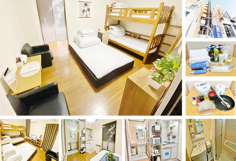 Petithotel017全室ミニキッチン付きファミリルーム 飲食街中心 阿波踊り会館7分 文理 徳島大学 アスティとくしま車8分