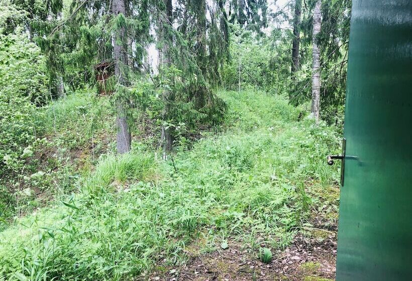Tiny Hut In The Forest Overlooking The River