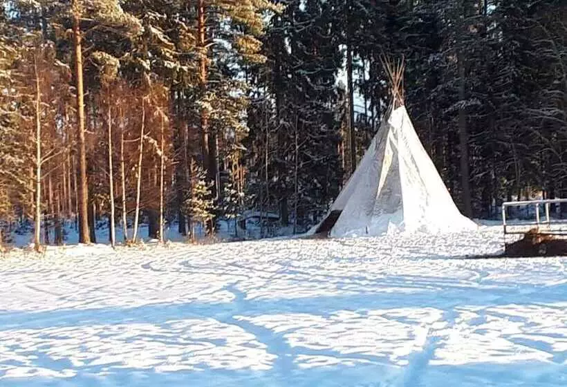 Tiny Hut In The Forest Overlooking The River