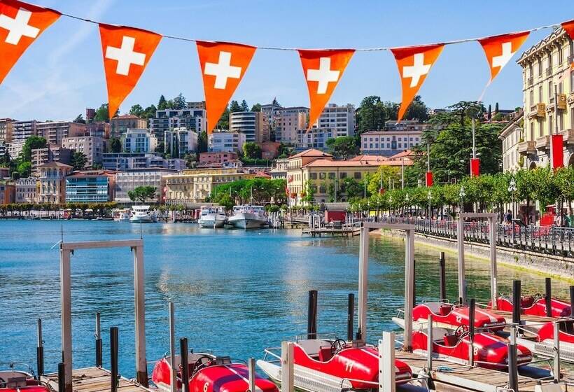 Lugano Blue Marine On Lake Shore