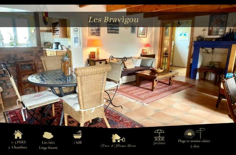 Gîte Authentique 2 3 Pers. Proche Plage 1km Les Bravigou