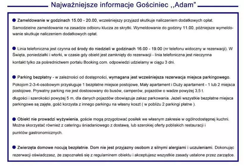 ペンション Gościniec Adam