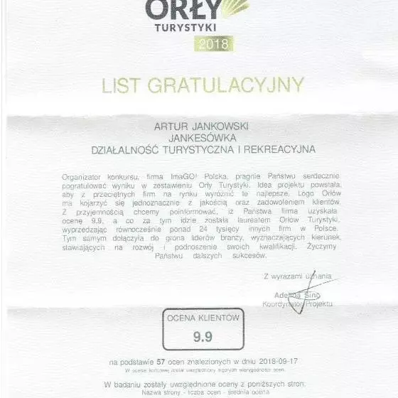 ホテル Gospodarstwo Agroturystyczne Rowerowa Przystań Jankesówka