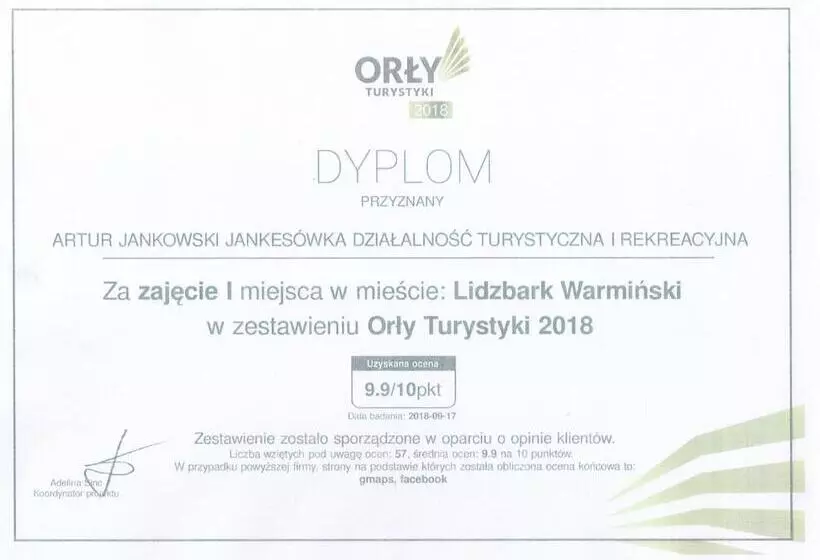 ホテル Gospodarstwo Agroturystyczne Rowerowa Przystań Jankesówka