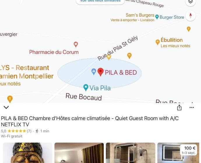ベッドアンドブレックファースト Pila & Bed Montpellier Centre Corum Comédie Chambre Calme Climatisée Quiet Air Conditioned Room