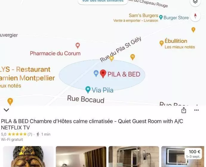 تختخواب و صبحانه Pila & Bed Montpellier Centre Corum Comédie   Chambre Calme Climatisée   Quiet Air Conditioned Room