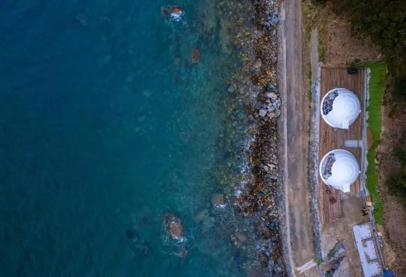 Hotelli Itoshima Sdgs Village Chikyu Mirai  海の大パノラマ 全室オーシャンビューのドームテント