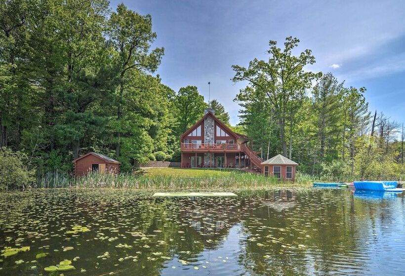 Cabin On Lake W/ 63 Acres & Trails + Guest House!