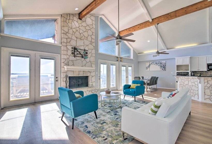 Sunny Lakefront Escape W/ Private Beach & Deck