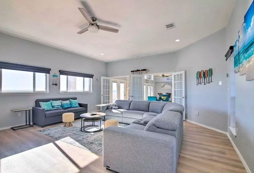 Sunny Lakefront Escape W/ Private Beach & Deck