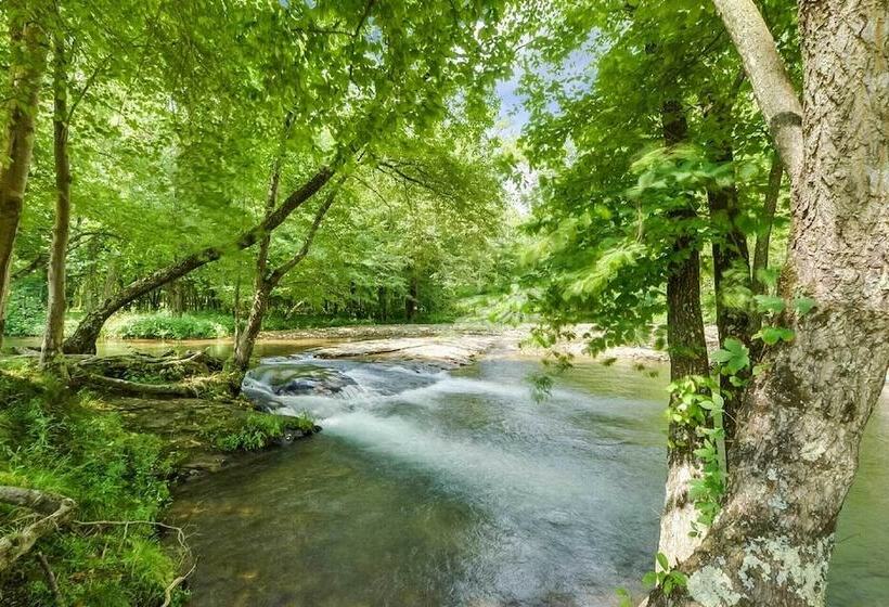 Riverfront Cabin W/ Hot Tub & Mountain Views!