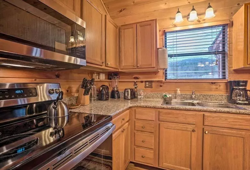 Riverfront Cabin W/ Hot Tub & Mountain Views!