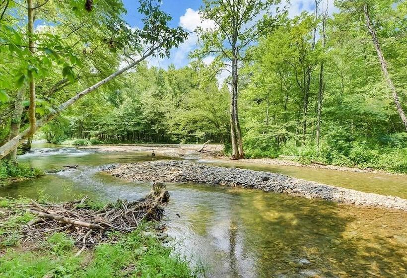Riverfront Cabin W/ Hot Tub & Mountain Views!