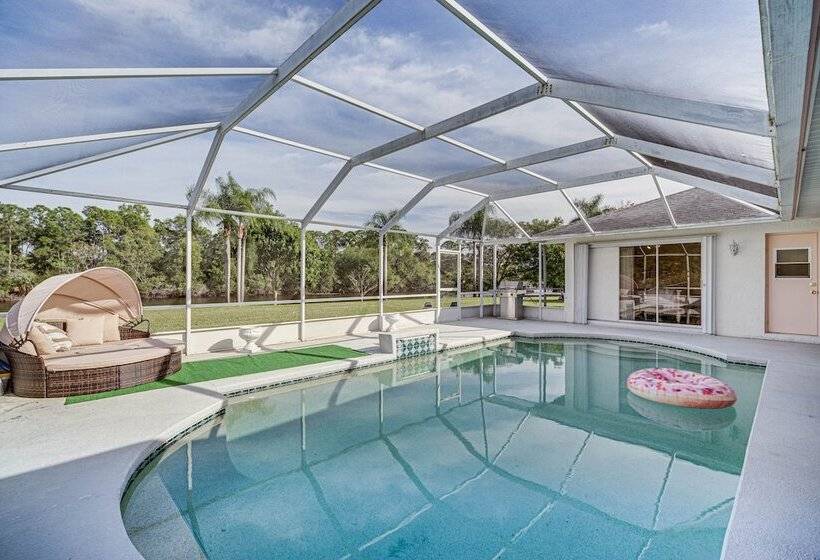 Port St Lucie Canal Front Home W/ Heated Pool!