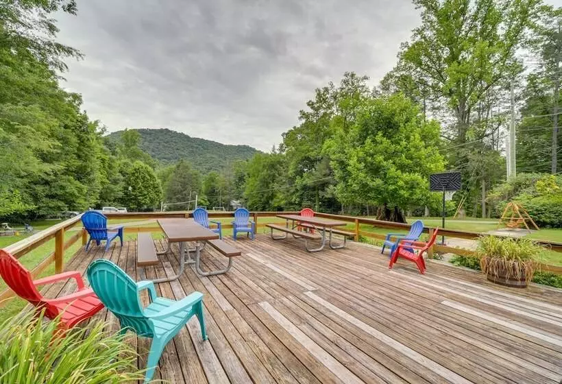 Maggie Valley Resort Home: Fire Pit, Pool & Stream