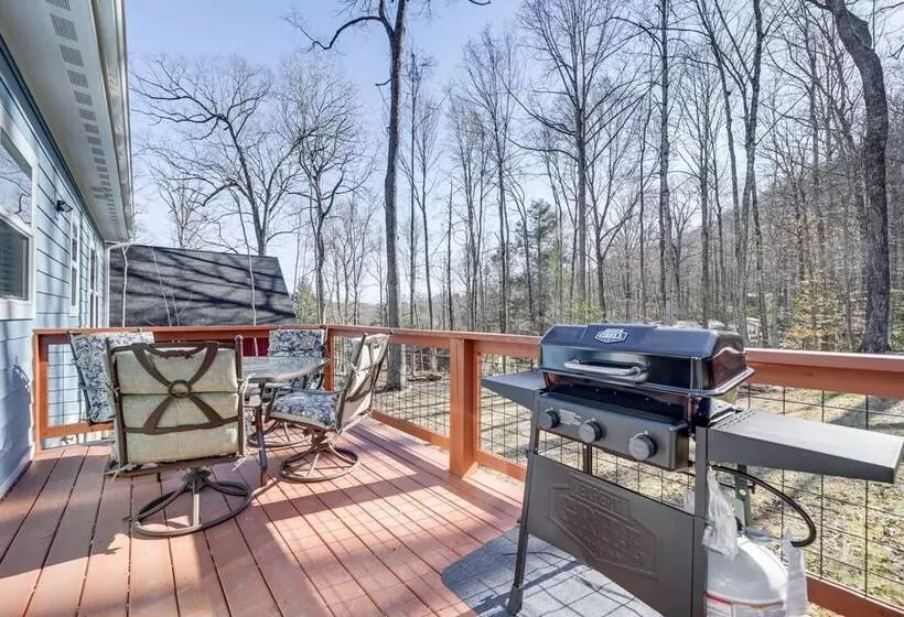 Maggie Valley Resort Home: Fire Pit, Pool & Stream