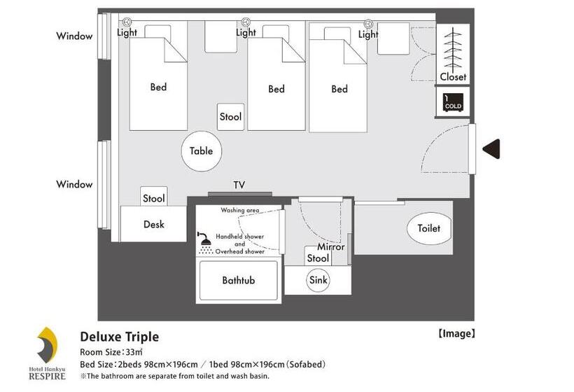 Quarto Triplo Deluxe, Hankyu Respire Osaka